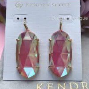Kendra Scott Esme Grey Dichroic Glass Rhodium silver tone Drop Earrings